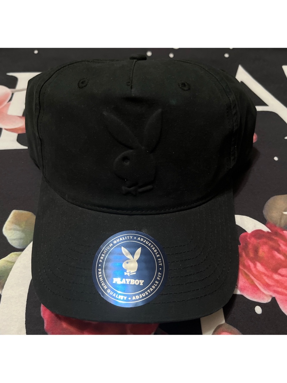 PLAYBOY Black Embossed Bunny Logo Baseball Cap